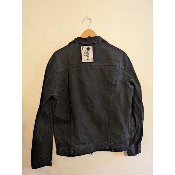 Black Levi's denim jacket with patch size medium 100% cotton - Picture 8 of 9